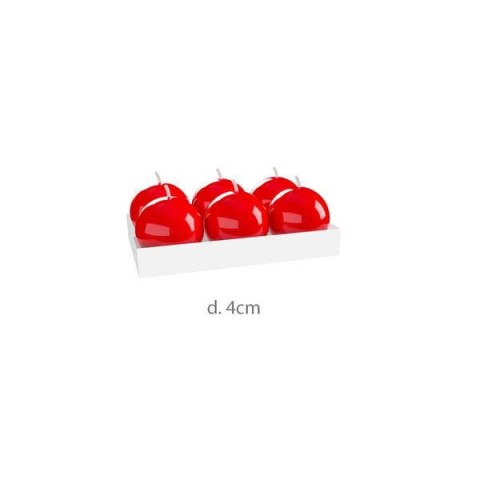 SET 6 CANDELA A SFERA ROSSO LACCATO